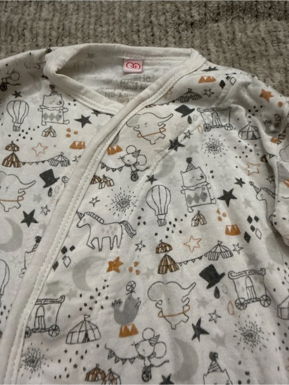 Magnetic Me Baby Gown NB-3M Circus Animal Print Magnetic Closure Sleep Gown